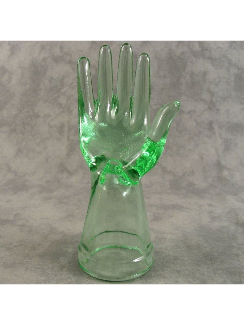 Vintage Lime Green Glass Jewelry Display Hand Mannequin Ring Holder 7.5”